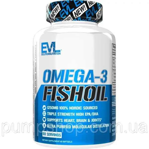 Омега-3 Evlution Nutrition Omega-3 Fish Oil 60 капс. нордична