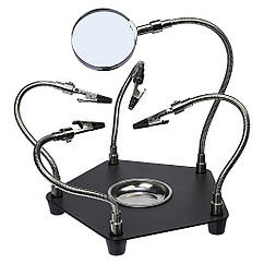 DR Тримач плаття TE-806 із затискачами на гнучких ніжках (4 шт.), металевим лотком і лінзою (d = 62 мм, 3x)