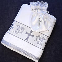 Крыжма для крестин 70х140 и мешочек для локона Крестильное полотенце крыжма Крестильное полотенце для крещения