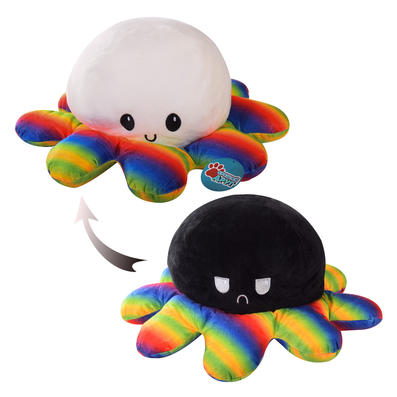 М'яка іграшка восьминіг-перевертень OC102 Райдужний, 40 см, фото 1
