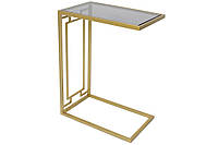 Металлический приставной кофейный столик со стеклянной столешницей 46*28*61см