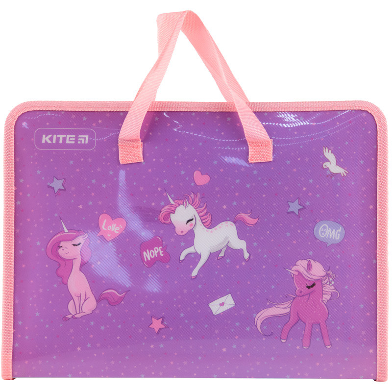Папка-портфель на блискавці Kite Unicorn K22-202-02, 1 відділення, A4
