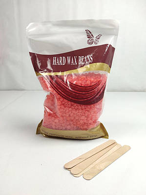 Віск для депіляції в гранулах 500 г  Hard Wax Beans" Рожевий Pink плівковий віск