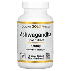 California Gold Nutrition, ашваганда, 450 мг, 180 веганських капсул