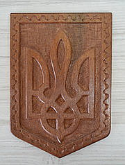 Герб України дерев'яний настінний темно коричневий 21*14.5см