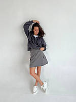 Женский теплый укороченный зип-худи на молнии (малиновый, белый, графитовый, чёрный); размер: 42-46 Графитовый