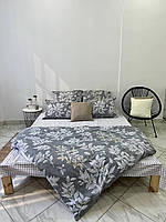 Комплект постельного белья Бязь голд люкс Комби серого и белого с узорами Семейный размер 220х240, 2 подод