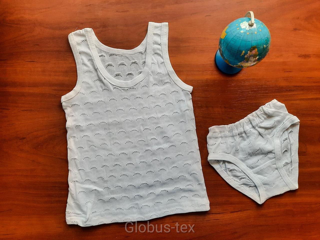 Комплект білизни для дівчинки майка труси, мультирип білий, розмір 28, ріст 98-104