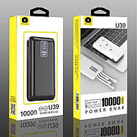 Портативний акумулятор Power Bank WUW U39 10000mAh + кабелі USB+Lightning+Type-C+Micro