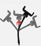 Тримач для телефону на гнучкій ніжці з шарнірним з'єднанням та зовнішнім різьбленням 1/4 для кільцевих ламп, фото 3