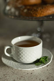 Чашка Lubiana Afrodyta порцелянова біла 250 мл з блюдцем 160 мм (2604.2613)