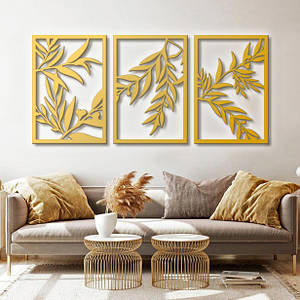 Панно 3D декоративне з об'ємом 15 мм для стін, Верба 50 х 103 см золоте