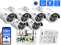 5Мп POE Комплект видеонаблюдения на 5 IP камер Hiseeu с монитором