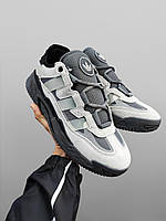 Мужские кроссовки Adidas Niteball кожаные Адидас Найтбол серые с белым весенние осенние