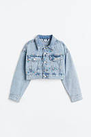 Детская джинсовая укороченная куртка с вышивкой H&M /12-13 лет / 158 / 00008