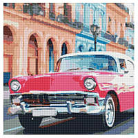 Алмазная мозаика "Розовый автомобиль Гавани" Strateg GA0007 50х50 см