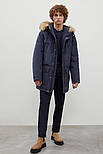 Зимова чоловіча пухова парка з хутром Finn Flare FWB21070-101 синій 2XL, фото 3