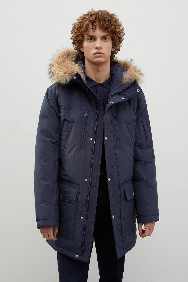 Зимова чоловіча пухова парка з хутром Finn Flare FWB21070-101 синій 2XL, фото 1