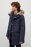Зимова чоловіча пухова парка з хутром Finn Flare FWB21070-101 синій 2XL, фото 2