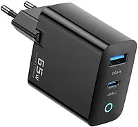 Зарядний пристрій Toocki Gan Quick Charger 65W Black