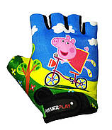 Велорукавички дитячі PowerPlay 5473 Peppa Pig голубі XS (вік 7-9 років), фото 3