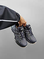 Мужские кроссовки Asics Gel-Kahana 8 текстильные беговые Асикс Гель Кахана с кожаными вставками серые