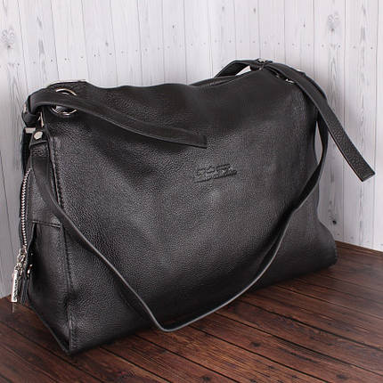 Чорна жіноча зручна та містка сумка-шопер із натуральної шкіри Leather Collection L87886-1, фото 1