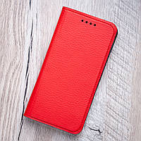 Кожаный чехол книжка для телефона Xiaomi Poco M3 от Jk-case, красный
