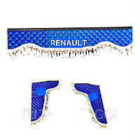 Шторы в кабину Рено RENAULT экокожа лобовое стекло-1 и боковые-2 цвет синий