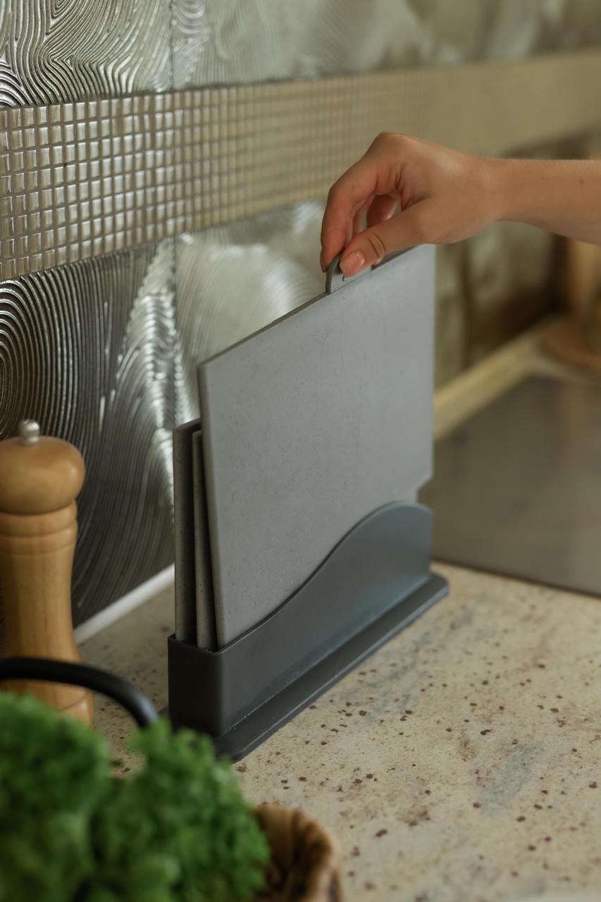Набір обробних дощок Helios Granite на підставці 4 шт (6956)