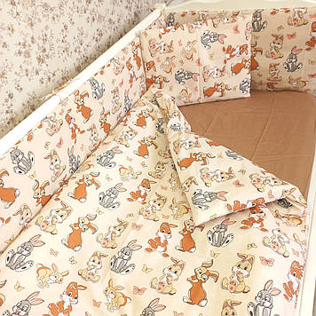 Бортики захисні в дитяче ліжечко Бежеві на все ліжечко Дитячі бортики в дитяче ліжечко для новонароджених