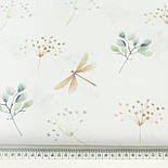 Бязь "Стрекози та суцвіття" на білому № Б-3139, фото 6