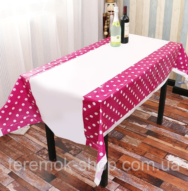 Скатертина святкова одноразова  рожева в горах 180*110 см, фото 1