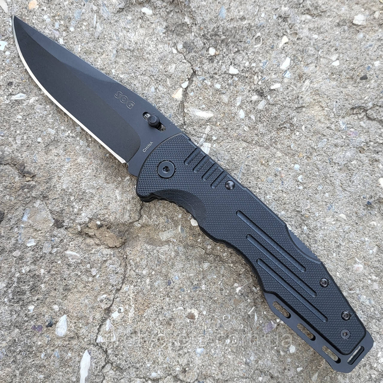 Уцінка. Ніж складний SOG Salute 8Cr13MoV, 21см, back lock, G10 black, фото 1