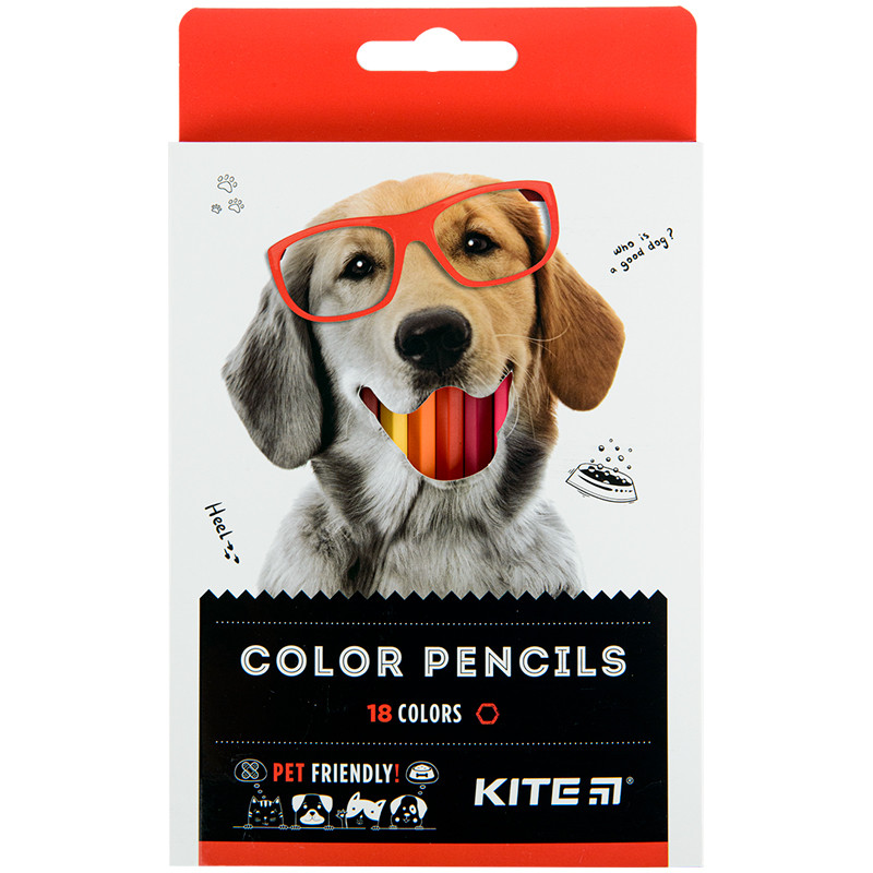Олівці кольорові Kite Dogs K22-052-1, 18 кольорів