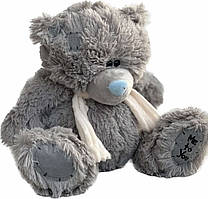 М'яка іграшка "Ведмедик Тедді пухнастий з молочним шарфом" 30 см