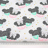 Лоскуток. Бязь "Мікі мауси" в рожевому та в м'ятному одязі No Б-3142, 74*160 см, фото 7