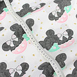 Лоскуток. Бязь "Мікі мауси" в рожевому та в м'ятному одязі No Б-3142, 74*160 см, фото 5