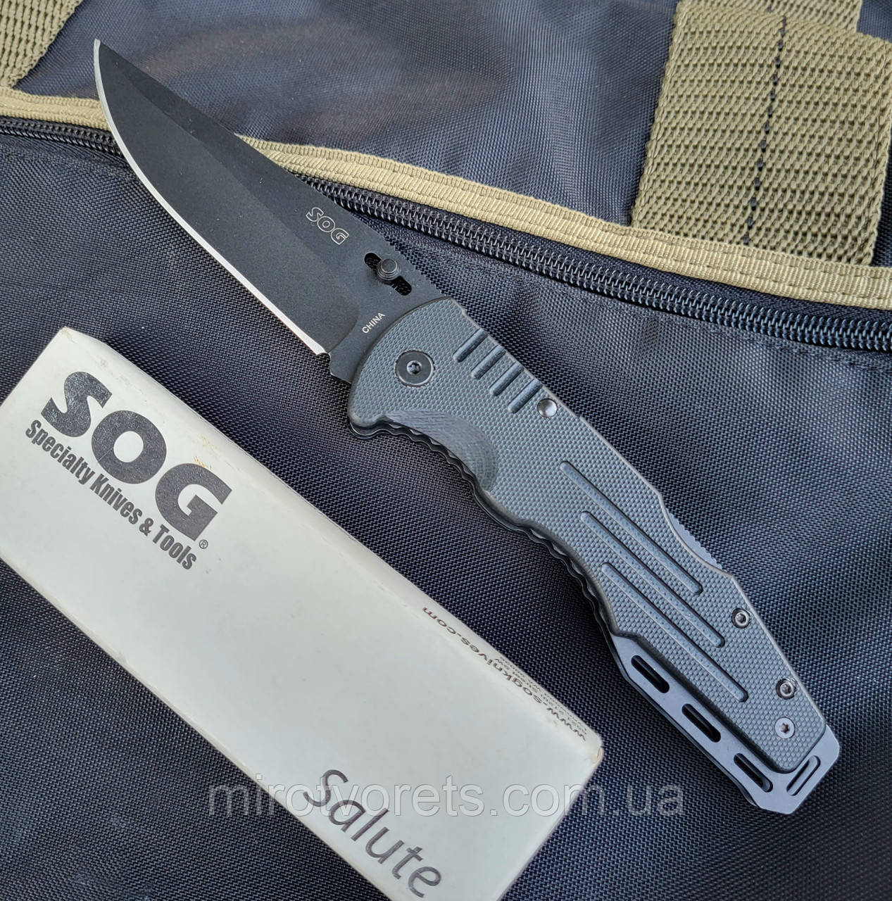 Нож складний SOG Salute 8Cr13MoV, 21см, back lock, G10 black