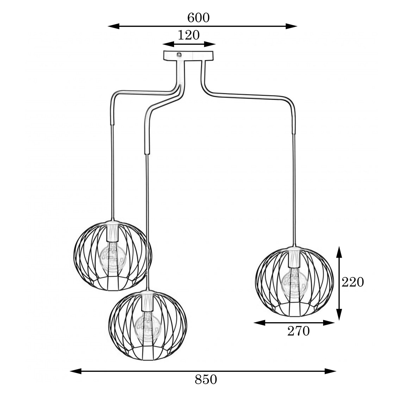 Люстра подвесная в стиле лофт на три плафона MSK Electric Globe NL 12722-3 - фото 2 - id-p1376854541