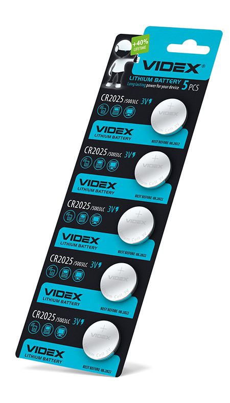 Батарейка літієва Videx CR2025 5шт BLISTER CARD (CR2025 5pc)