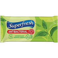 Салфетки влажные Superfresh Antibacterial Green Tea 15шт