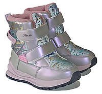 Детские зимние ботинки для девочки на овчине ТОМ М 10789Н пурпурные. Размер 29