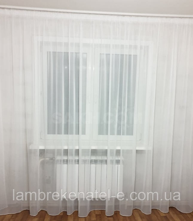 Тюль 3,0 м заввишки шифон з обважнювачем, білий, Туреччина