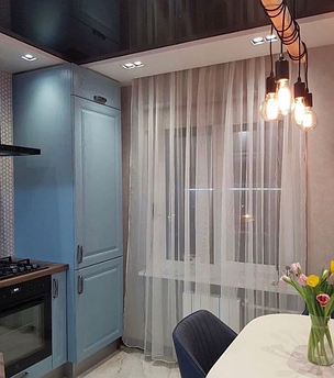 Тюль білий шифон з обважнювачем у кухню, висота тюлю до 3,0 м