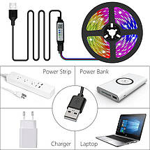 Світлодіодна LED стрічка Bluetooth, USB, 30 діодів на 1 метр, додаток, робота від Powerbank, 5В, IP65, 5 м, фото 3