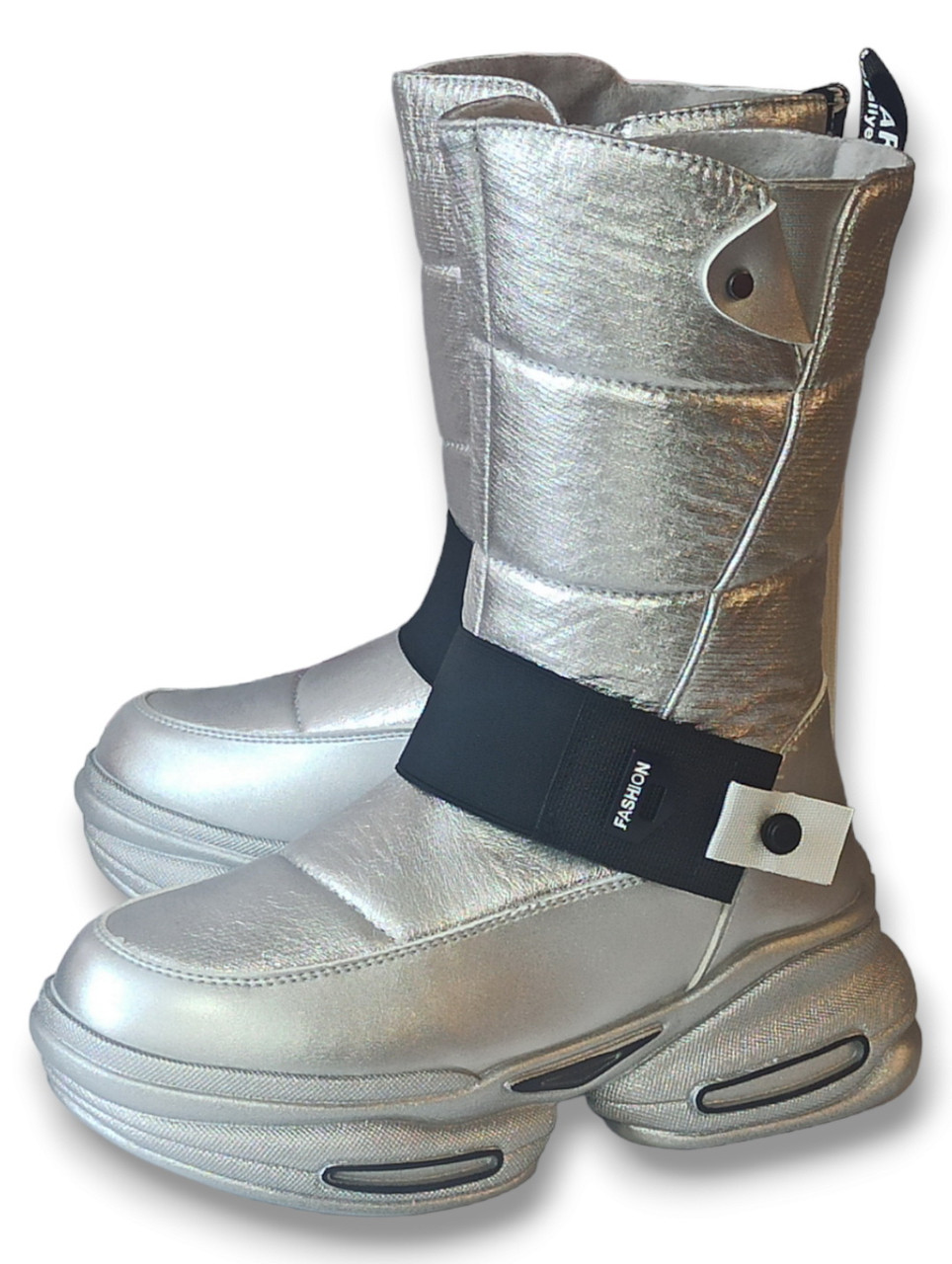 Дитячі зимові черевики чоботи для дівчинки на овчині ТОМ М 9713Е срібні. Розмір 35