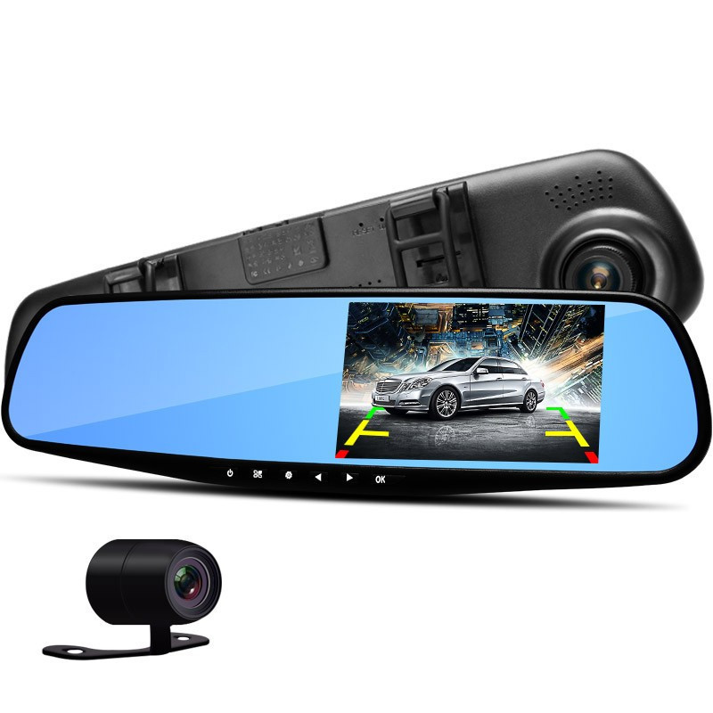 Автомобильное зеркало видеорегистратор для машины на 2 камеры VEHICLE BLACKBOX DVR 1080p камерой SEN - фото 1 - id-p1937758836
