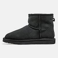 Угги женские UGG Classic Mini черные, Угги Австралия мини замшевые, прошиты. код MD-0228