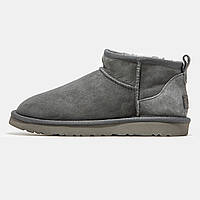 Угги жіночі UGG Classic Ultra Mini сірі, Уггі Австралія ультра міні замшеві, прошиті. код MD-1018